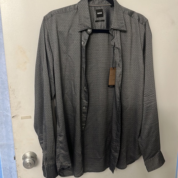 HUGO BOSS SLIM FIT RESPONSIBLE LONG SLEEVE DRESS SHIRT - Picture 6 of 12